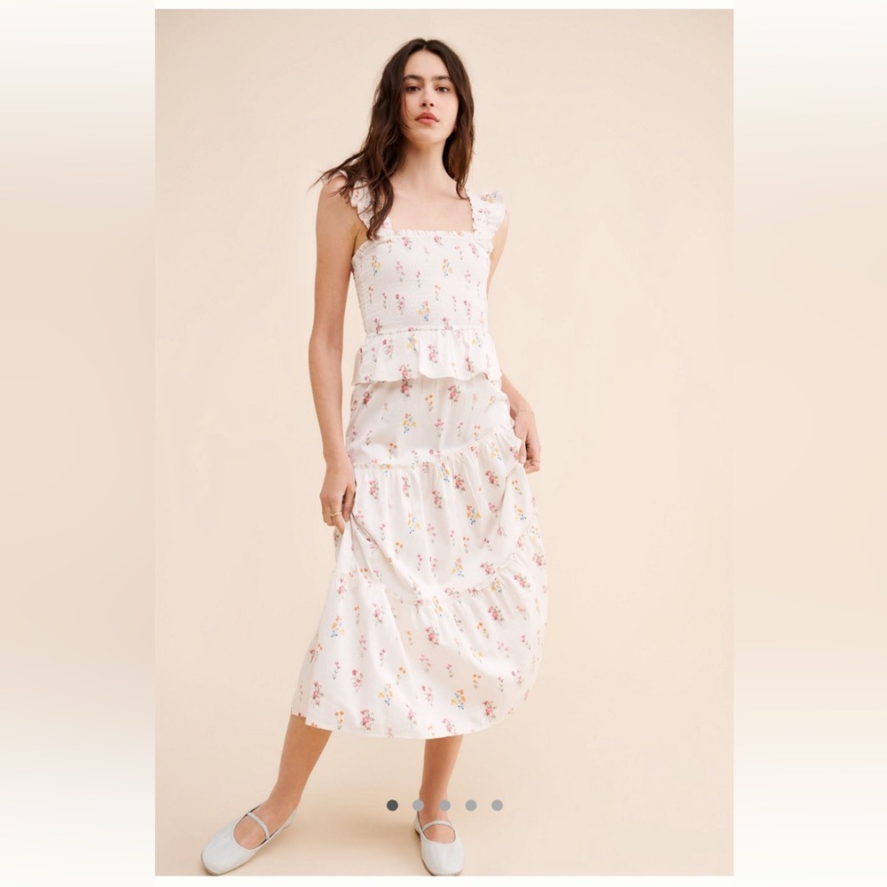 Anthropologie Rachel Parcel Smocked Flutter Maxi Dress - Floral